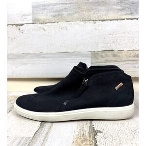 ECCO Womens 11 Black Suede Soft 7 Nubuck Low-Zip Sneaker Booties Casual Shoe